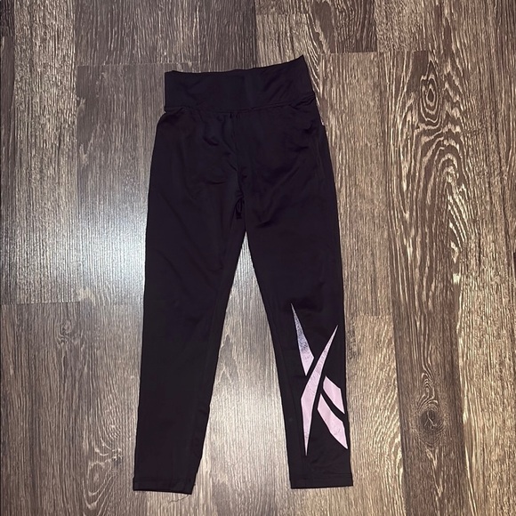 Girls Reebok black and purple leggings size small - Picture 1 of 5